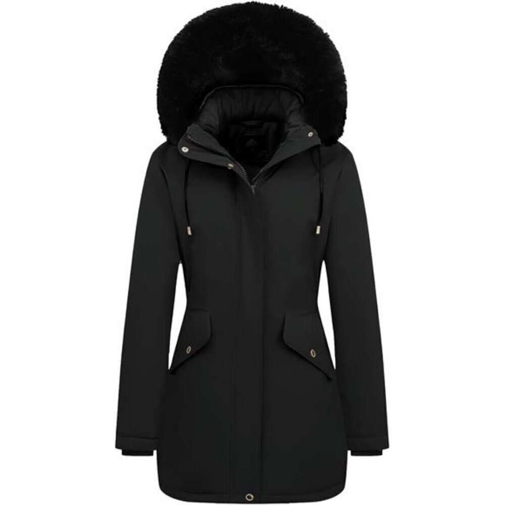 Women's Long Winter Down Coat Thicken Fleece Lined Parka Warm Puffer Jacket